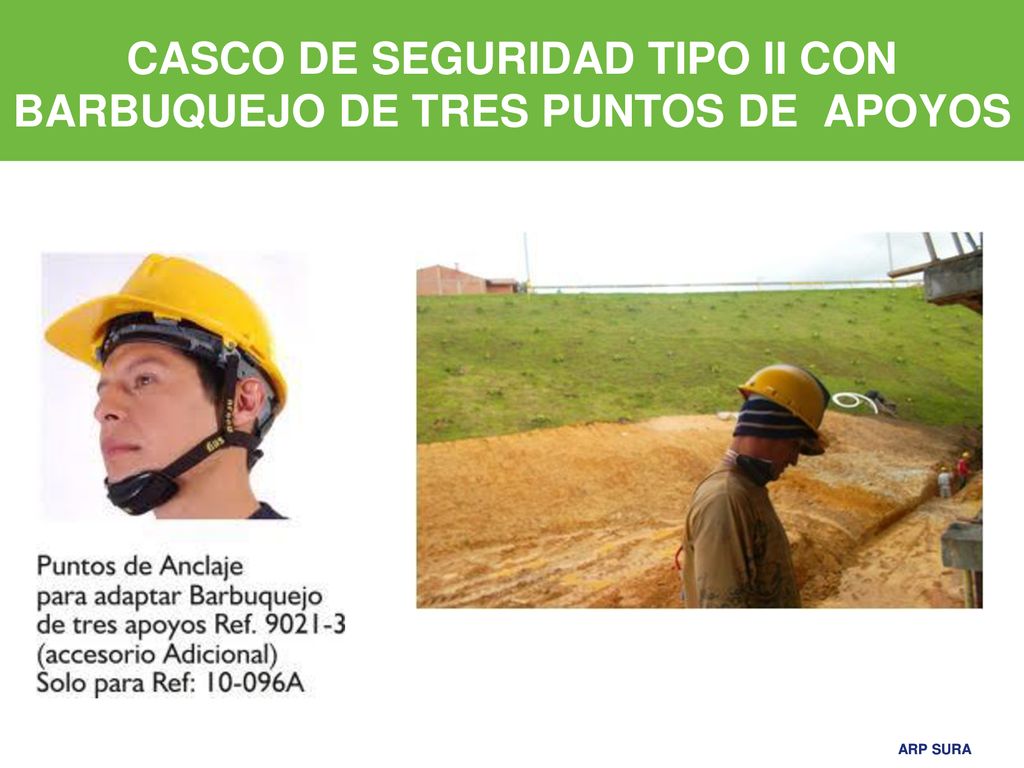CASCO DE SEGURIDAD TIPO II CON BARBUQUEJO DE TRES PUNTOS DE APOYOS