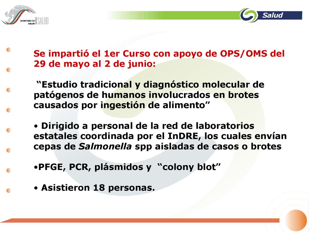 Se impartió el 1er Curso con apoyo de OPS/OMS del 29 de mayo al 2 de junio: