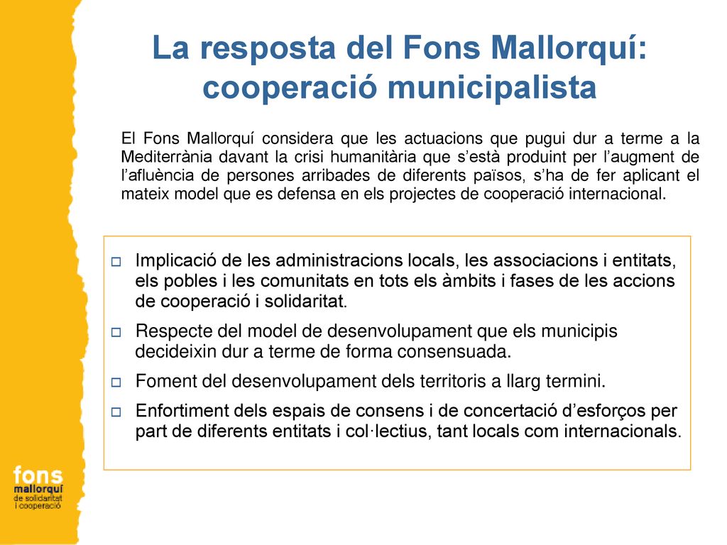 La resposta del Fons Mallorquí: cooperació municipalista