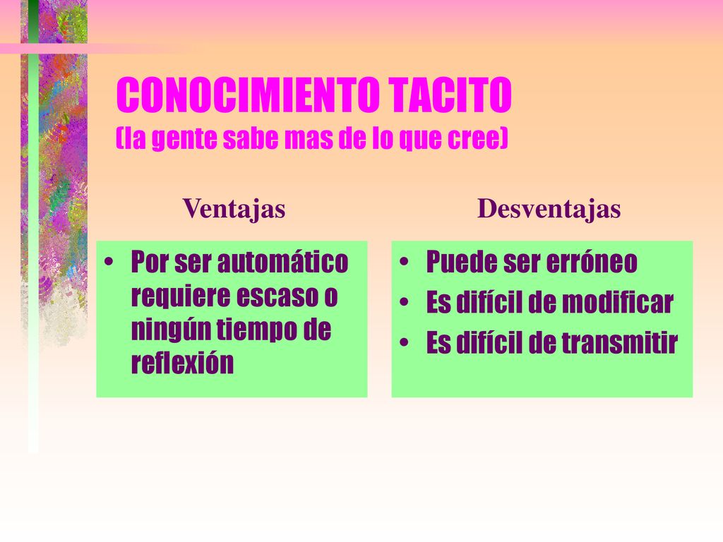CONOCIMIENTO TACITO (la gente sabe mas de lo que cree)