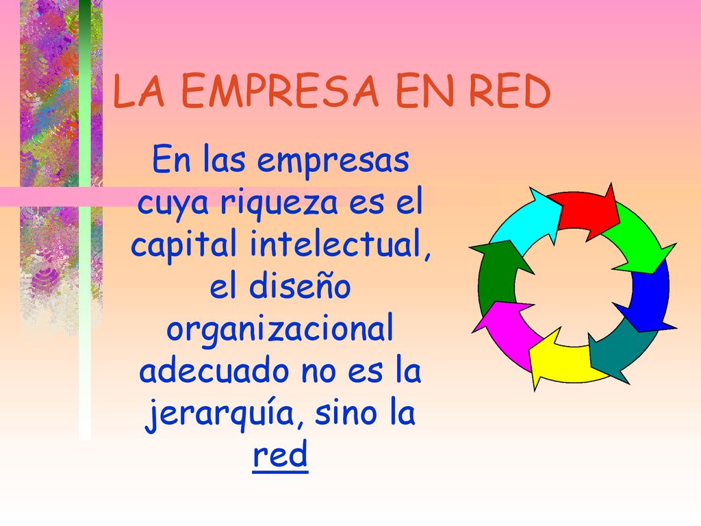LA EMPRESA EN RED En las empresas cuya riqueza es el capital intelectual, el diseño organizacional adecuado no es la jerarquía, sino la red.