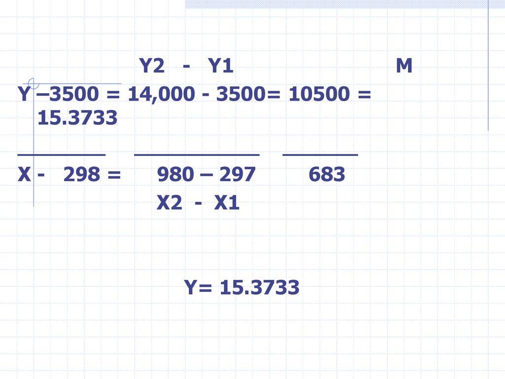 Y2 - Y1 M Y –3500 = 14, = = _______ __________ ______.