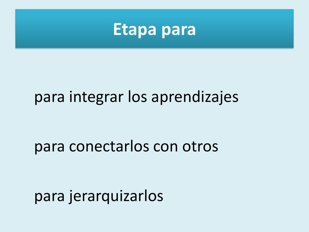 Etapa para para integrar los aprendizajes para conectarlos con otros