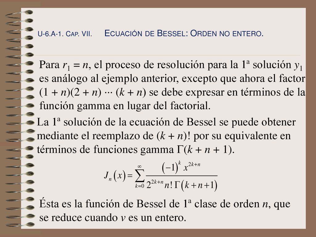 Ésta es la función de Bessel de 1ª clase de orden n, que