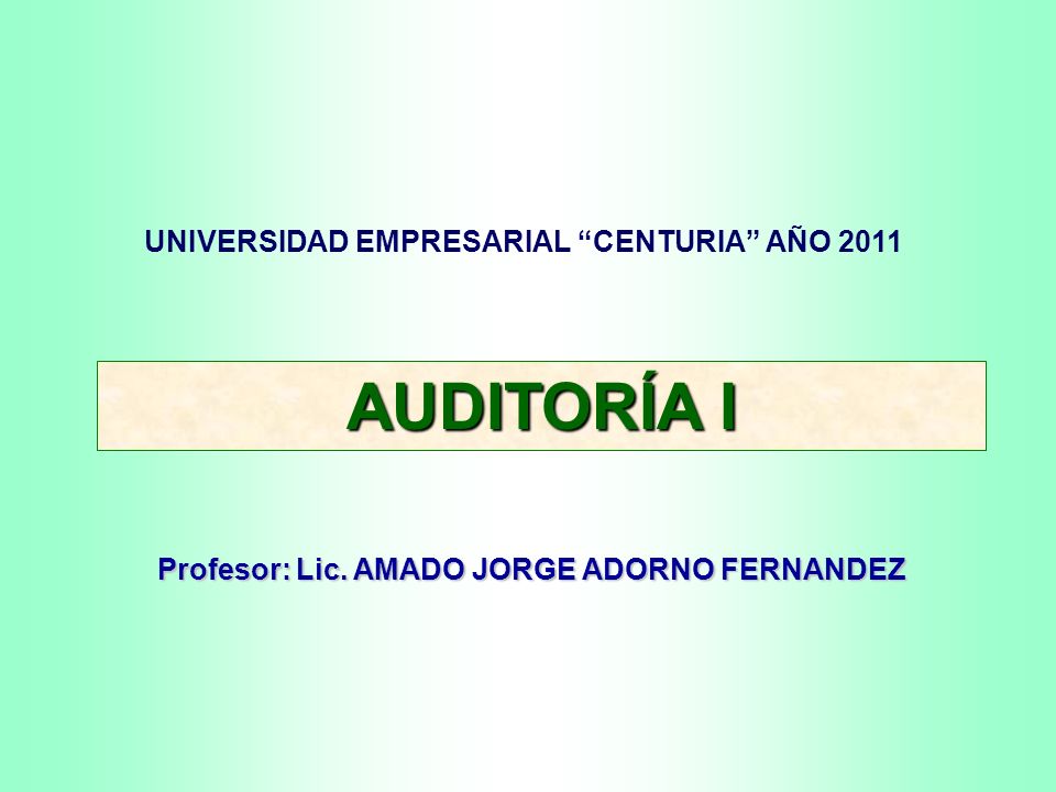 AUDITORÍA I UNIVERSIDAD EMPRESARIAL CENTURIA AÑO 2011