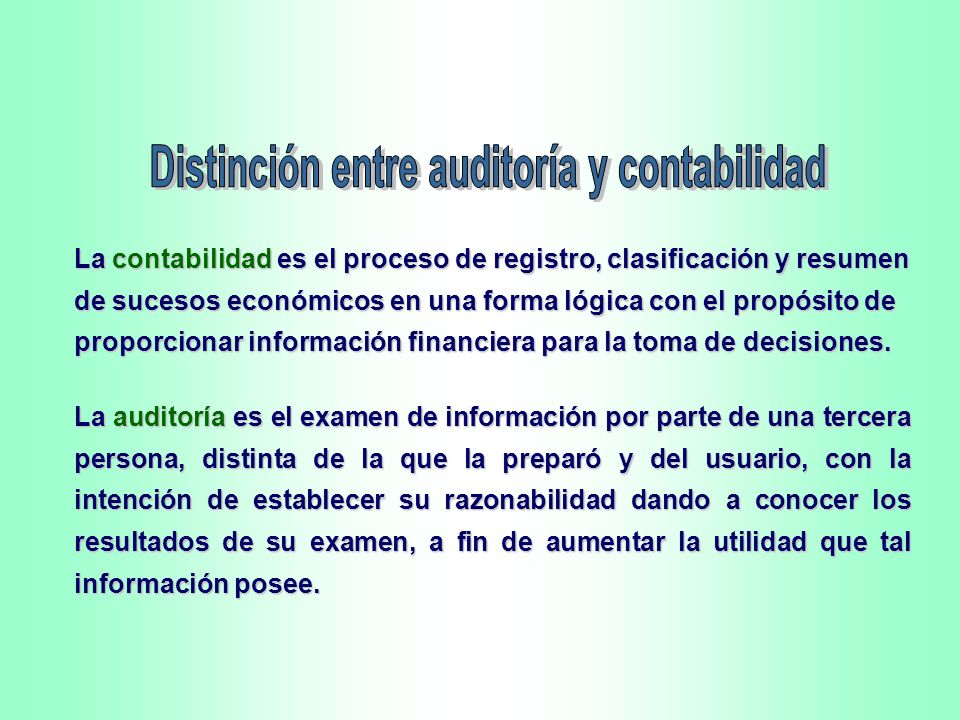 Distinción entre auditoría y contabilidad