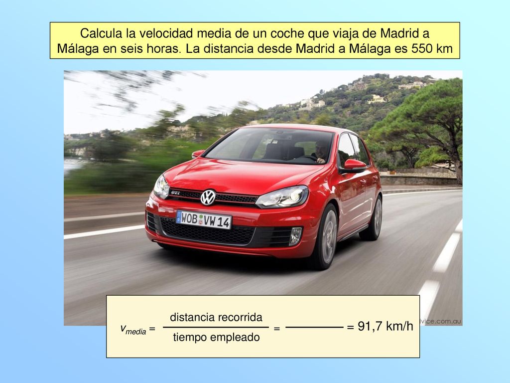 Calcula la velocidad media de un coche que viaja de Madrid a