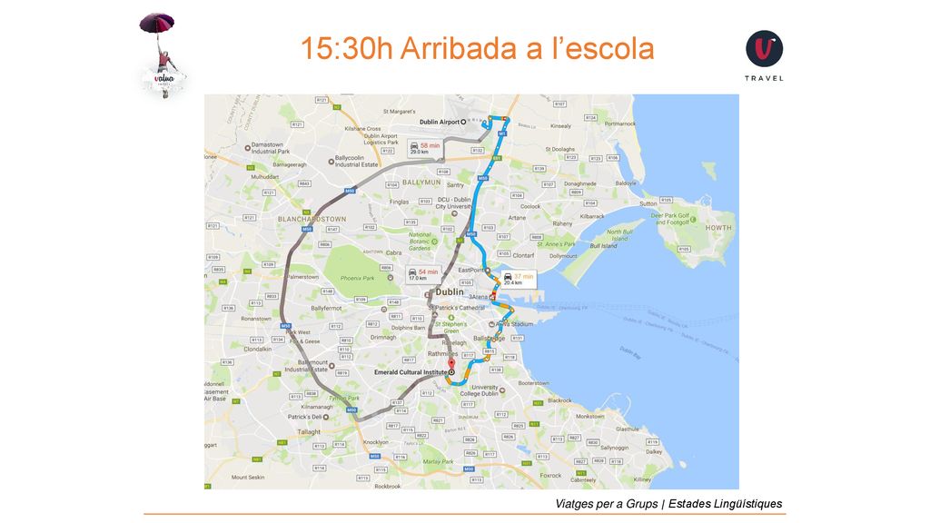 15:30h Arribada a l’escola Viatges per a Grups | Estades Lingüístiques