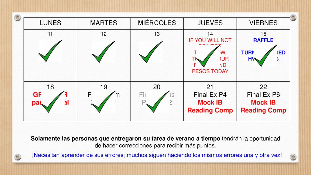 TURN IN UNUSED HW PASSES GRAMMAR part of Final Exam