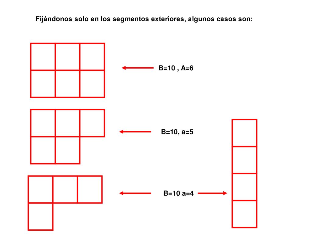 Fijándonos solo en los segmentos exteriores, algunos casos son: