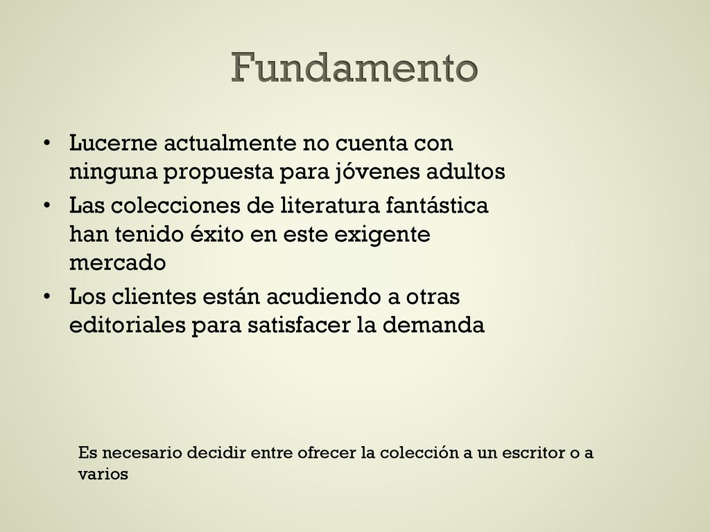 Fundamento Lucerne actualmente no cuenta con ninguna propuesta para jóvenes adultos.