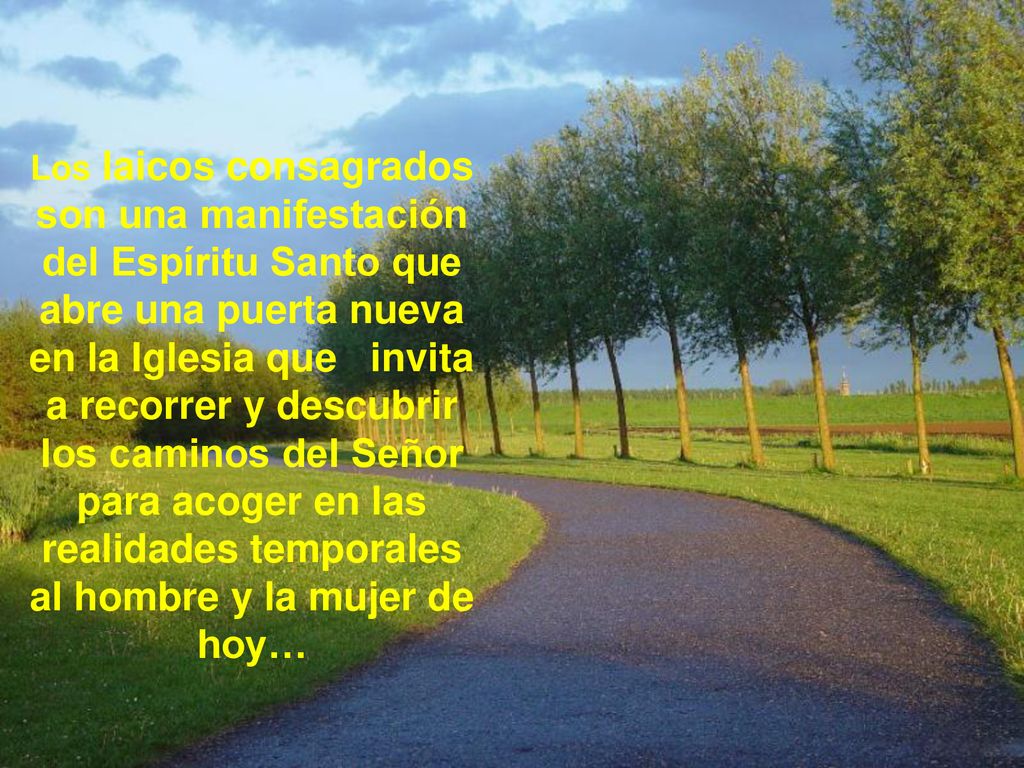 Los laicos consagrados son una manifestación del Espíritu Santo que abre una puerta nueva en la Iglesia que invita a recorrer y descubrir los caminos del Señor para acoger en las realidades temporales al hombre y la mujer de hoy…