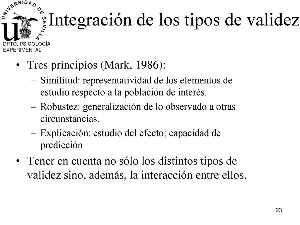 Integración de los tipos de validez