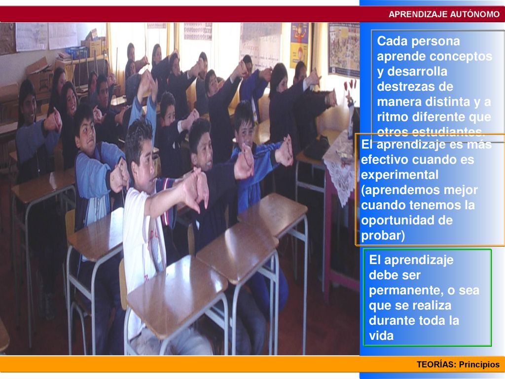 APRENDIZAJE AUTÓNOMO Cada persona aprende conceptos y desarrolla destrezas de manera distinta y a ritmo diferente que otros estudiantes.