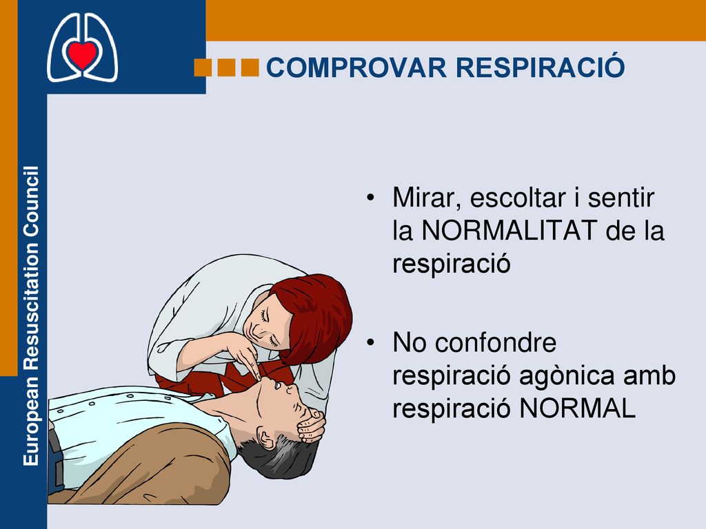 COMPROVAR RESPIRACIÓ Mirar, escoltar i sentir la NORMALITAT de la respiració.