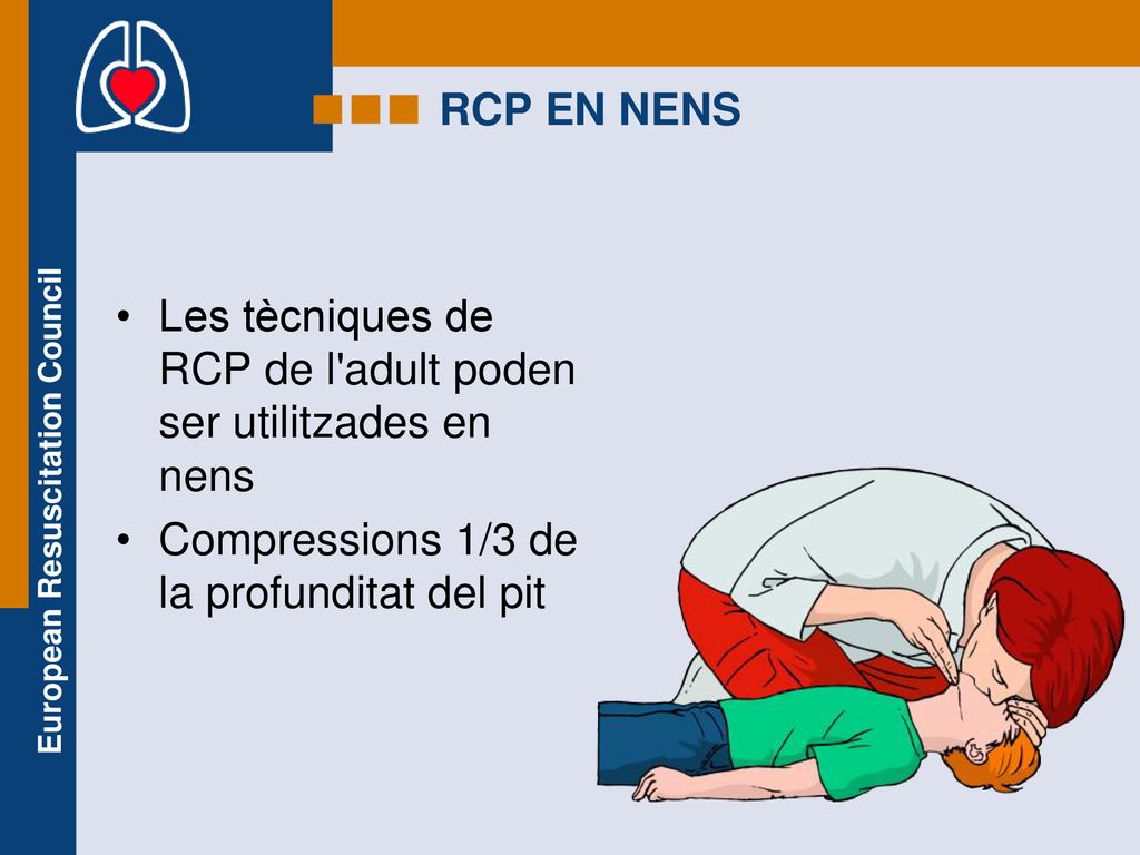 RCP EN NENS Les tècniques de RCP de l adult poden ser utilitzades en nens.
