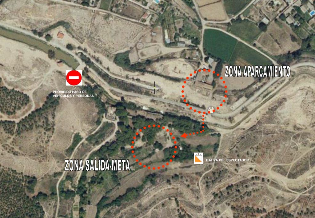 ZONA APARCAMIENTO PROHIBIDO PASO DE VEHÍCULOS Y PERSONAS BALIZA DEL ESPECTADOR ZONA SALIDA-META