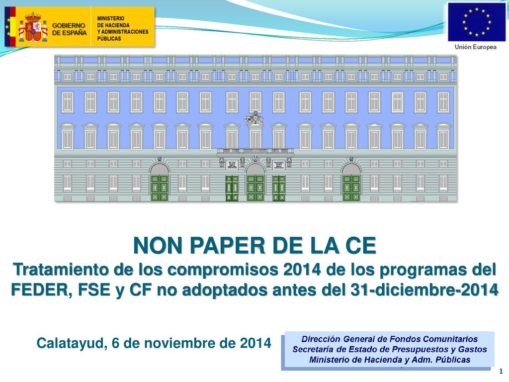 NON PAPER de la CE Tratamiento de los compromisos 2014 de los programas del FEDER, FSE y CF no adoptados antes del 31-diciembre