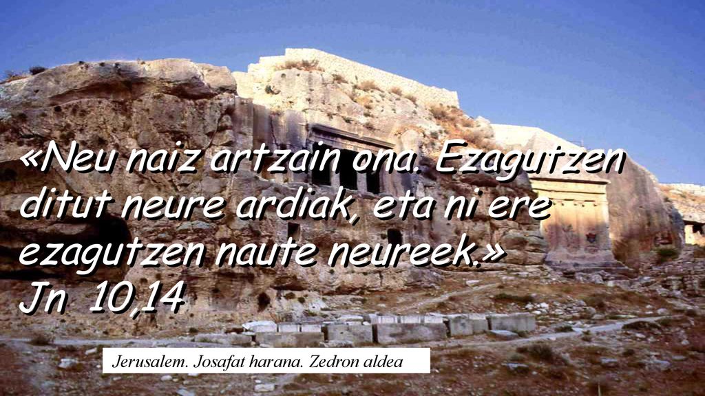 «Neu naiz artzain ona. Ezagutzen ditut neure ardiak, eta ni ere ezagutzen naute neureek.» Jn 10,14