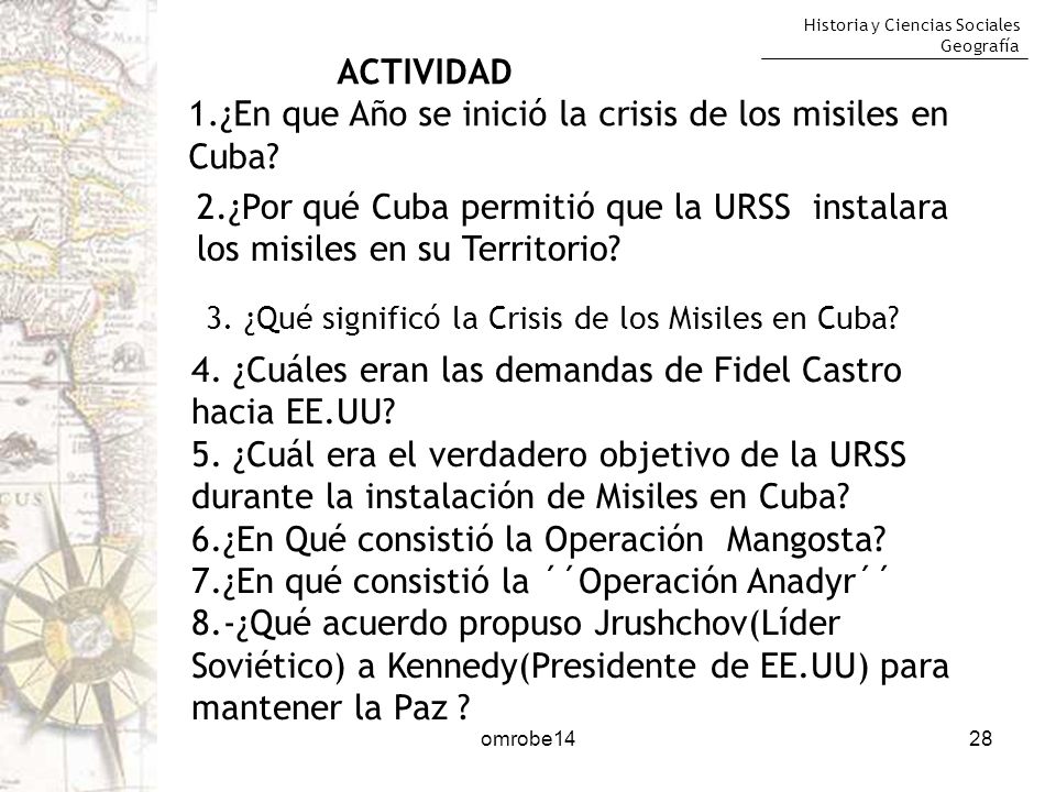 1.¿En que Año se inició la crisis de los misiles en Cuba