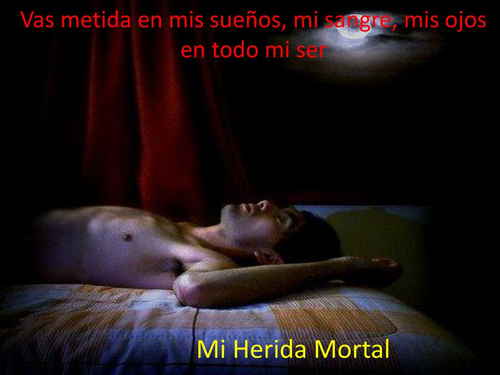Vas metida en mis sueños, mi sangre, mis ojos en todo mi ser