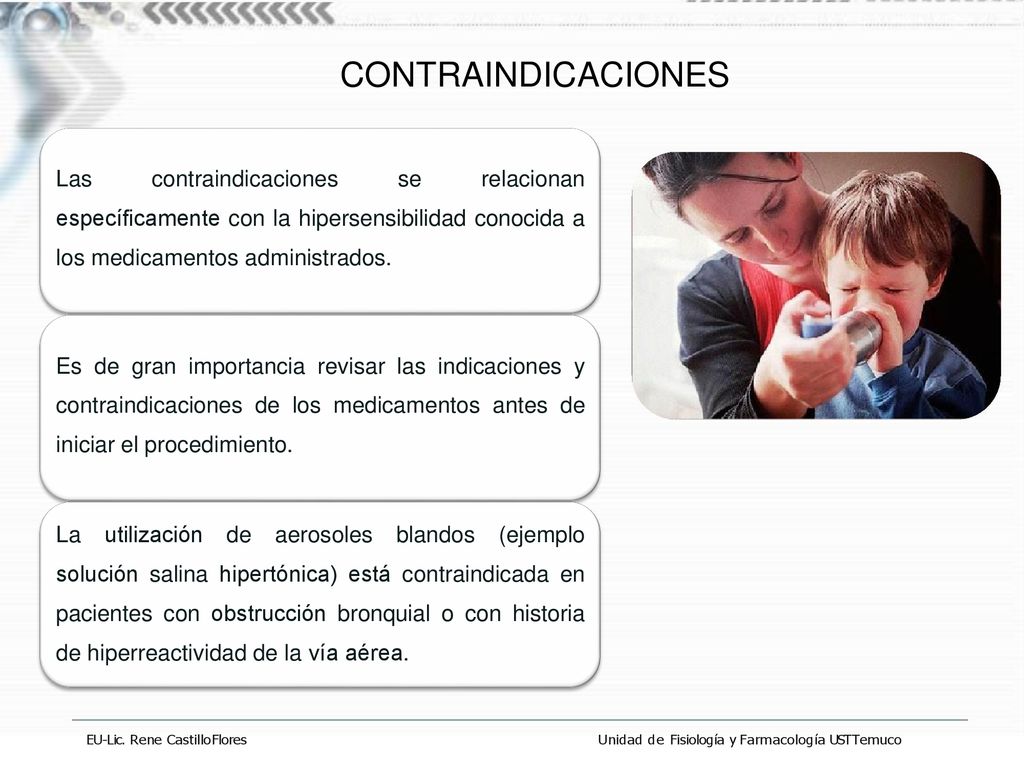 CONTRAINDICACIONES Las contraindicaciones se relacionan específicamente con la hipersensibilidad conocida a los medicamentos administrados.