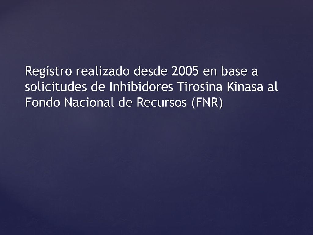 Registro realizado desde 2005 en base a solicitudes de Inhibidores Tirosina Kinasa al Fondo Nacional de Recursos (FNR)