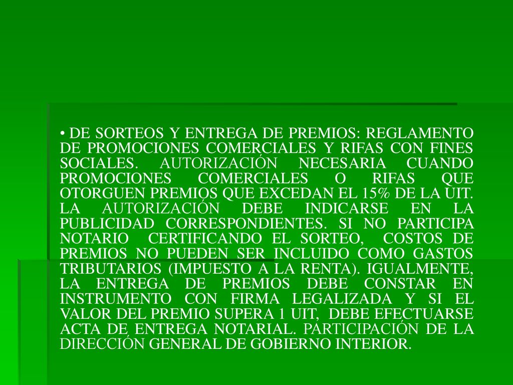 DE SORTEOS Y ENTREGA DE PREMIOS: REGLAMENTO DE PROMOCIONES COMERCIALES Y RIFAS CON FINES SOCIALES.