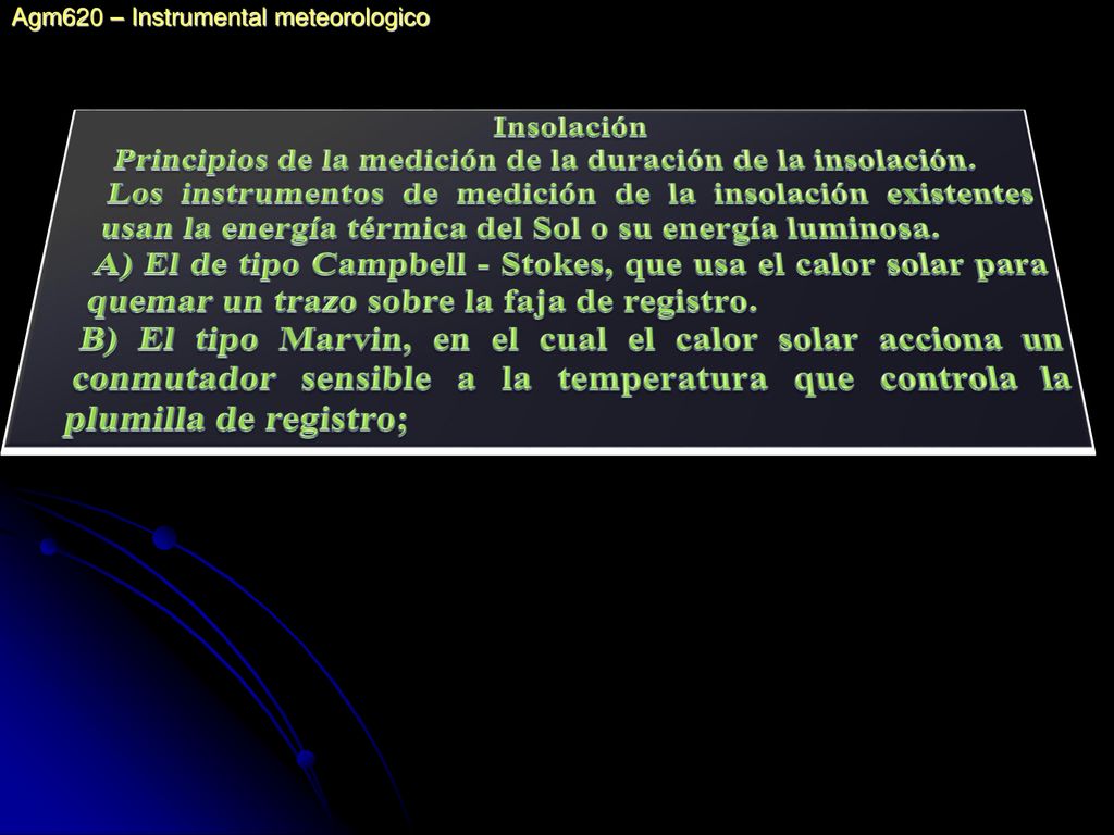 Principios de la medición de la duración de la insolación.