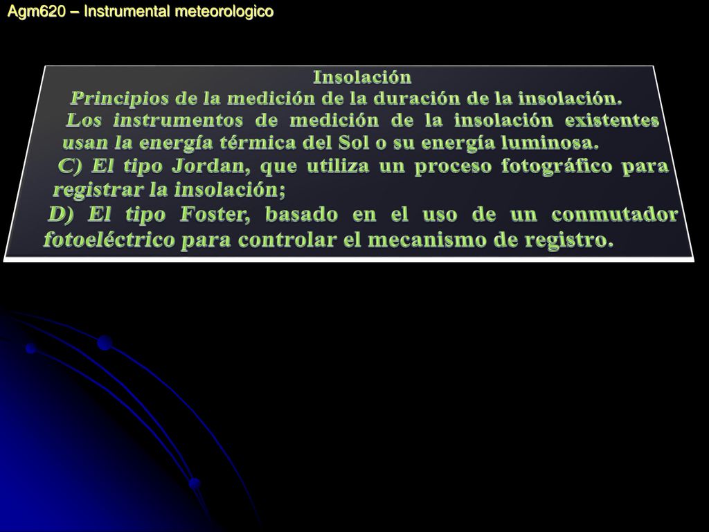 Principios de la medición de la duración de la insolación.