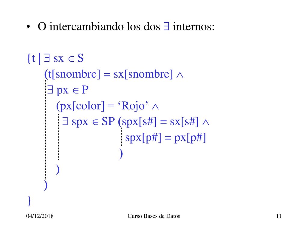 O intercambiando los dos $ internos: {t | $ sx Î S