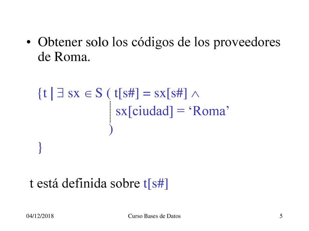 Obtener solo los códigos de los proveedores de Roma.