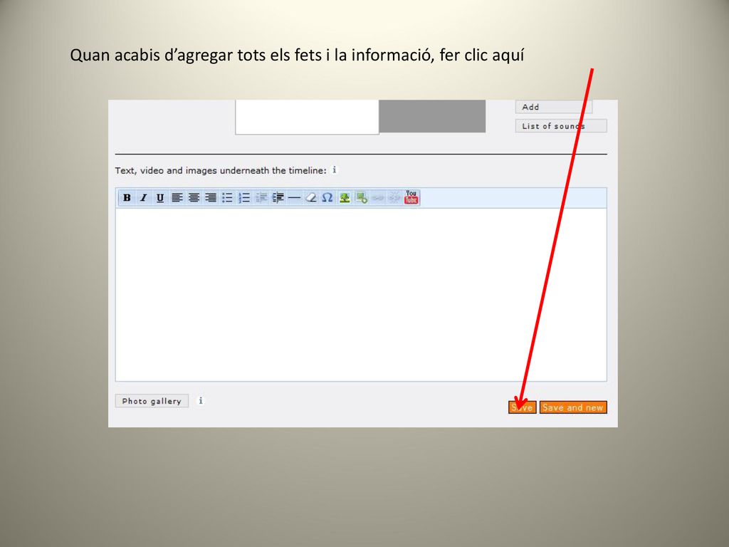 Quan acabis d’agregar tots els fets i la informació, fer clic aquí