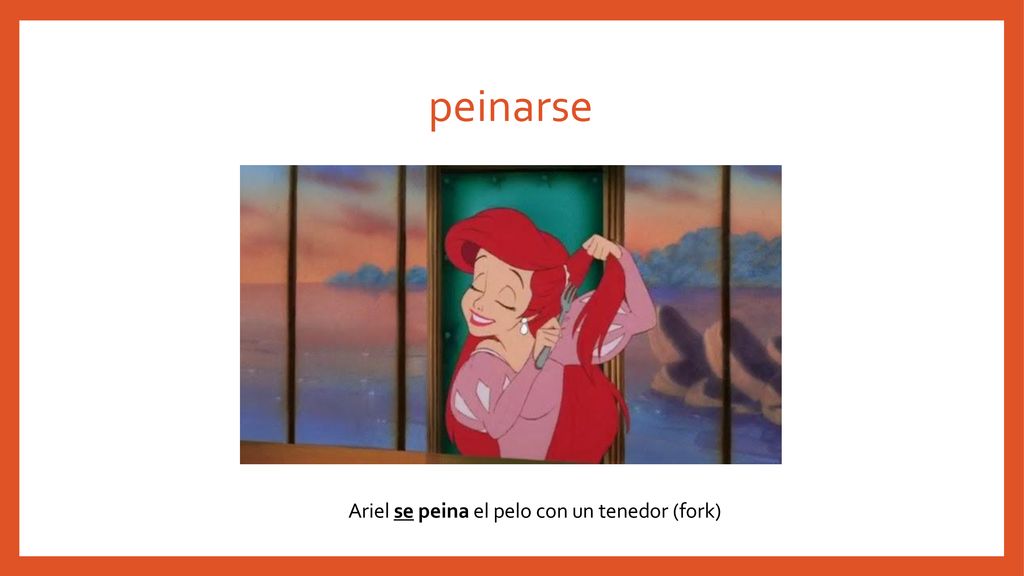 Ariel se peina el pelo con un tenedor (fork)