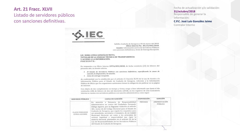 Listado de servidores públicos con sanciones definitivas.