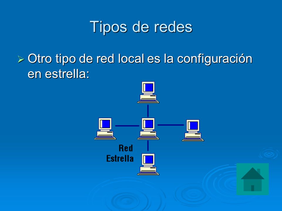Tipos de redes Otro tipo de red local es la configuración en estrella: