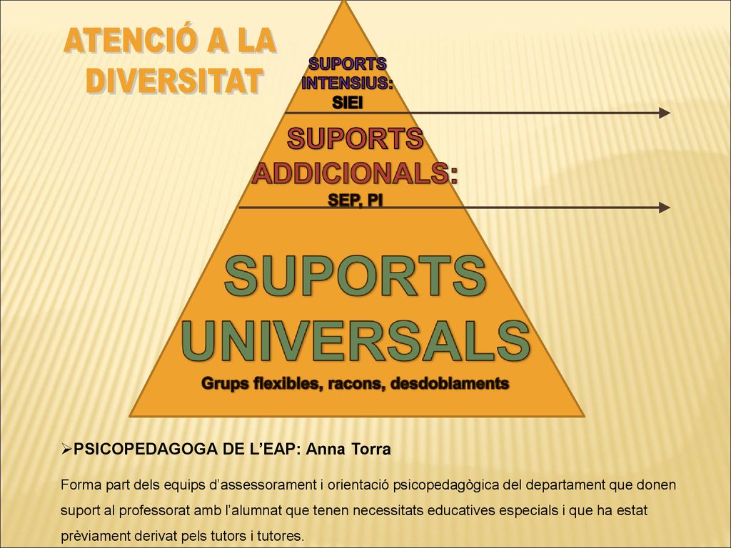 ATENCIÓ A LA DIVERSITAT PSICOPEDAGOGA DE L’EAP: Anna Torra