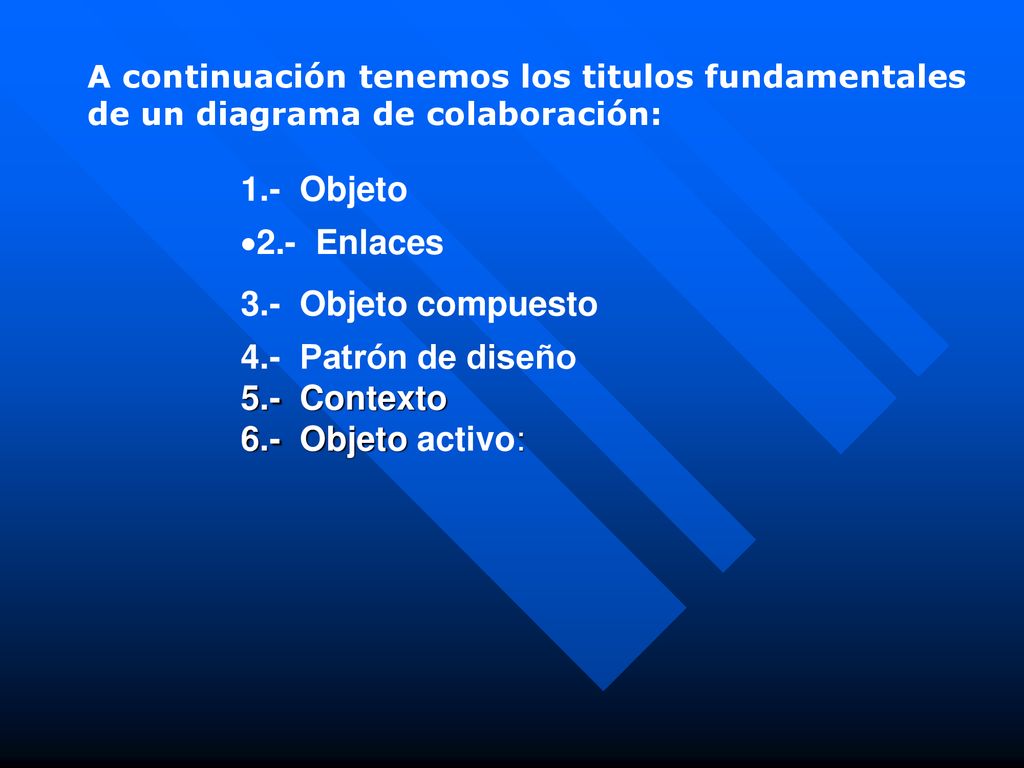 1.- Objeto 2.- Enlaces 3.- Objeto compuesto 4.- Patrón de diseño