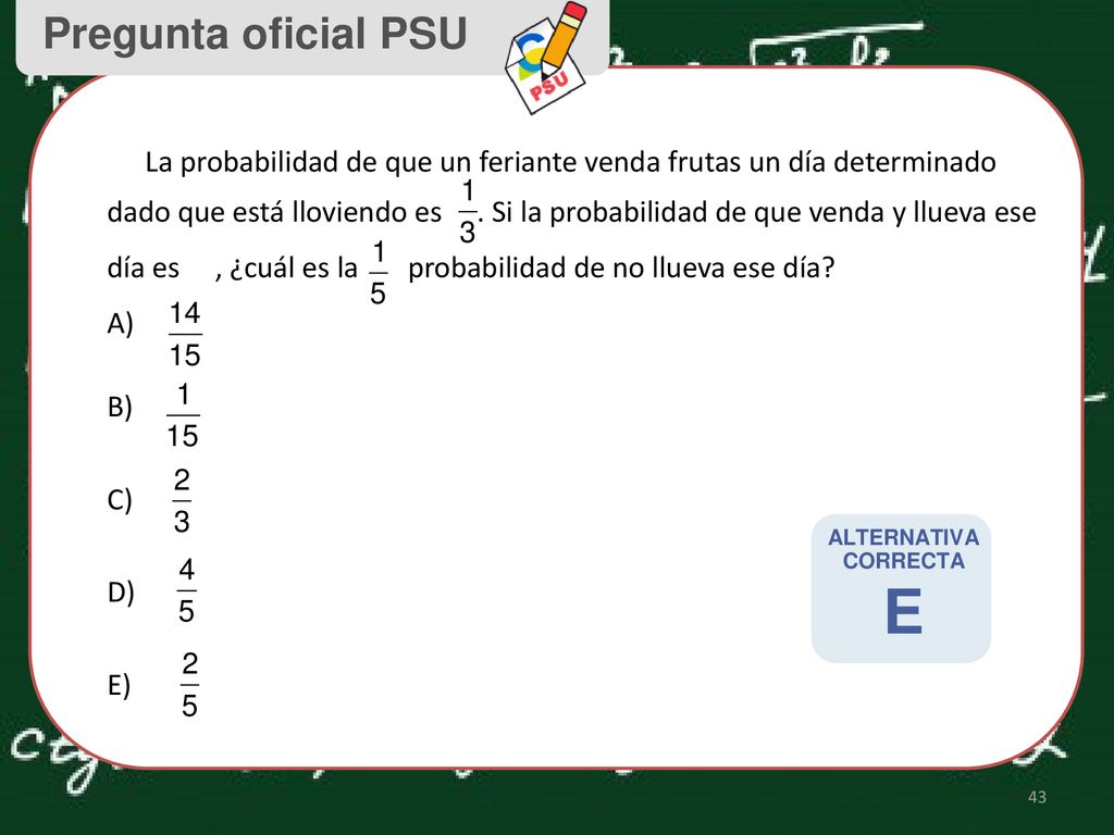 La probabilidad de que un feriante venda frutas un día determinado