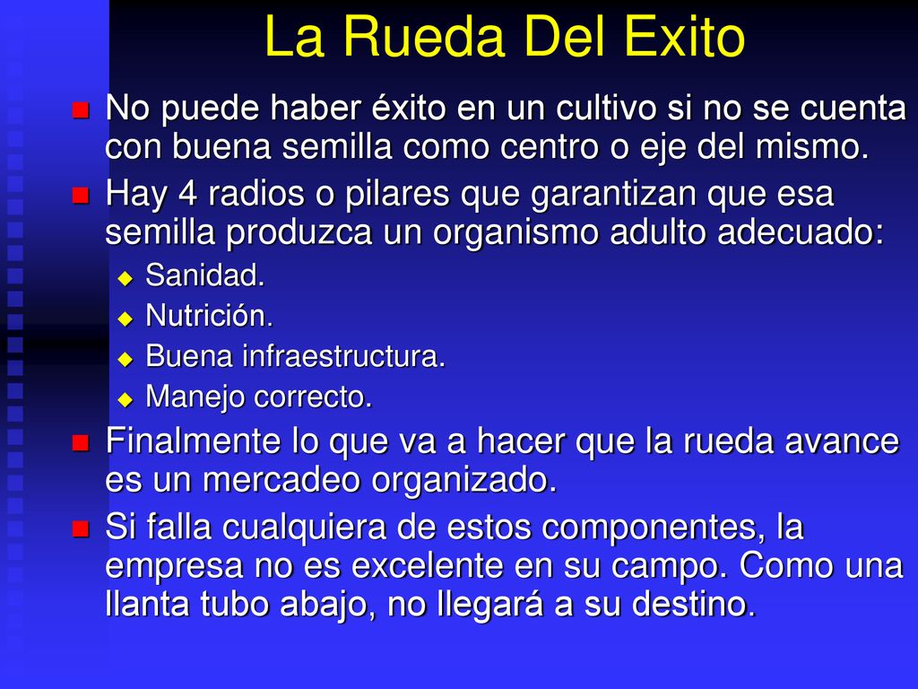 La Rueda Del Exito No puede haber éxito en un cultivo si no se cuenta con buena semilla como centro o eje del mismo.