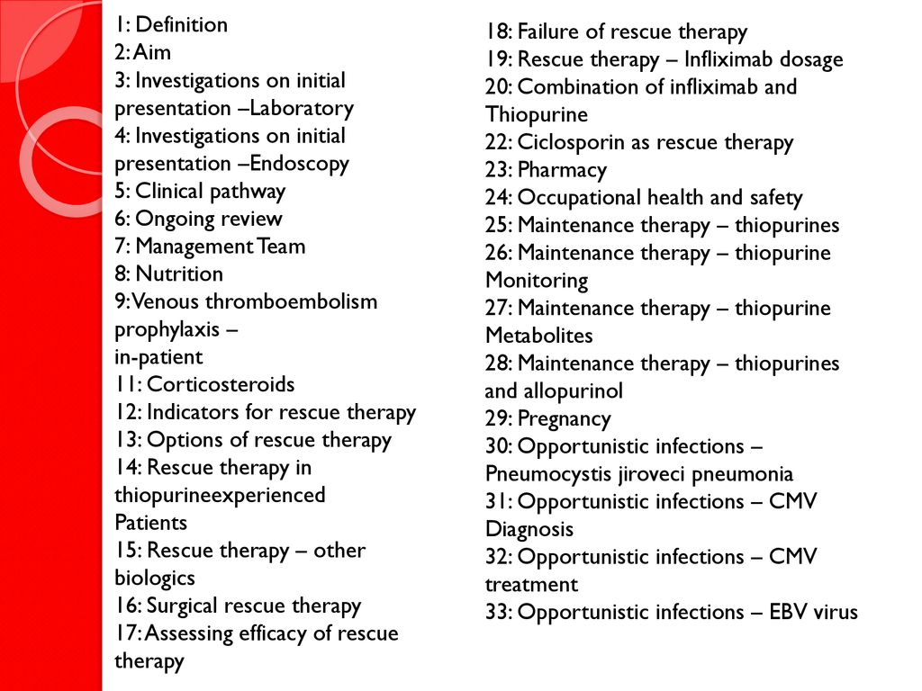 1: Definition 2: Aim. 3: Investigations on initial presentation –Laboratory. 4: Investigations on initial presentation –Endoscopy.