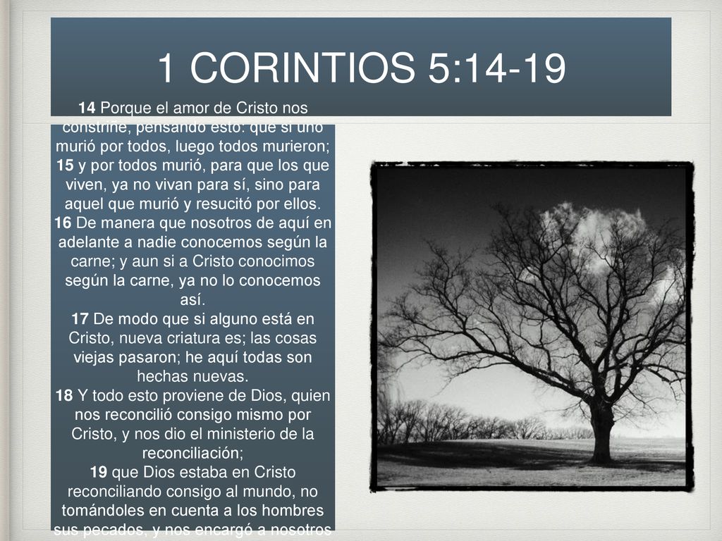 1 CORINTIOS 5: Porque el amor de Cristo nos constriñe, pensando esto: que si uno murió por todos, luego todos murieron;