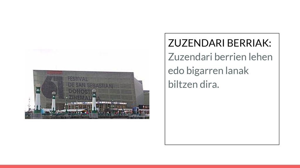 ZUZENDARI BERRIAK: Zuzendari berrien lehen edo bigarren lanak biltzen dira.