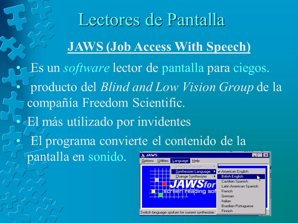 Lectores de Pantalla JAWS (Job Access With Speech)