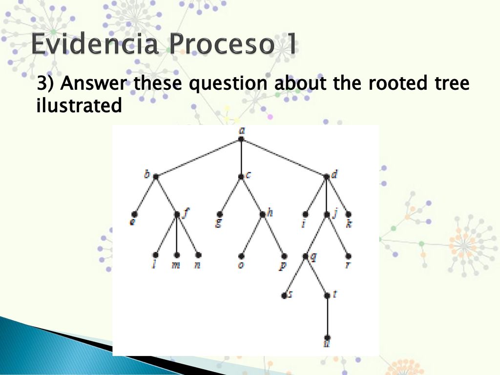 Evidencia Proceso 1 3) Answer these question about the rooted tree ilustrated