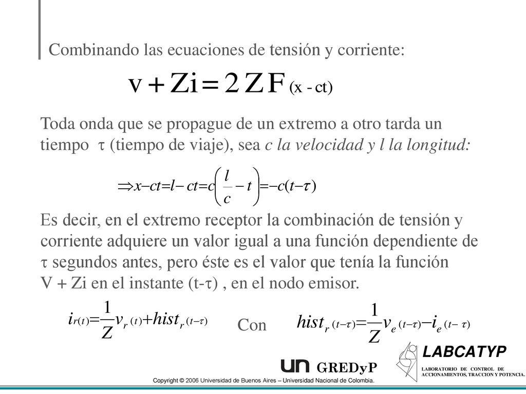 Combinando las ecuaciones de tensión y corriente:
