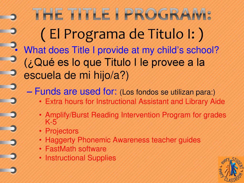 The Title I Program: ( El Programa de Titulo I: )