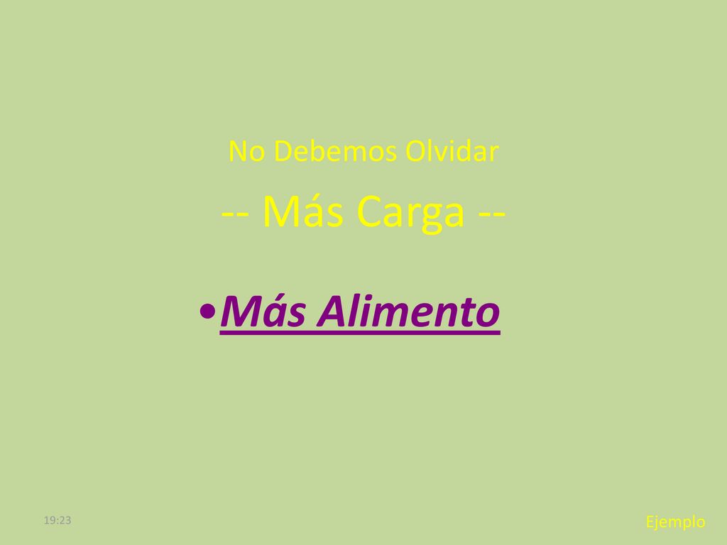 No Debemos Olvidar -- Más Carga -- Más Alimento 19:23 Ejemplo