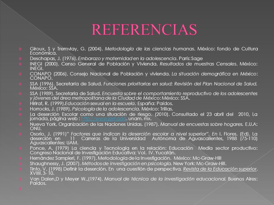 REFERENCIAS Giroux, S y Tremvlay, G. (2004). Metodología de las ciencias humanas. México: fondo de Cultura Económica.