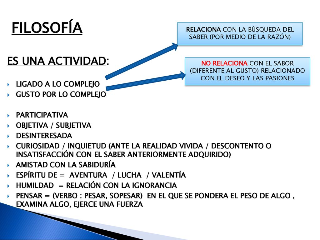 RELACIONA CON LA BÚSQUEDA DEL SABER (POR MEDIO DE LA RAZÓN)